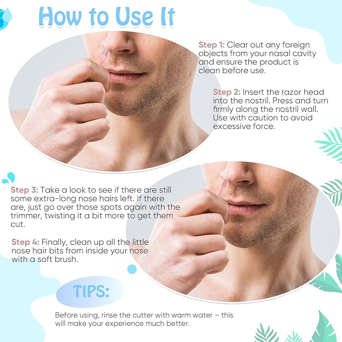 25 Pcs 2-in-1 Nasal Hair Cutter Travel Double Sided Nose Hair Trimmer for Women Men Portable 360° Rotating Manual Nose Nasal Knife Soft Cleaning Brush with 5 Box Travel Package Multicolor