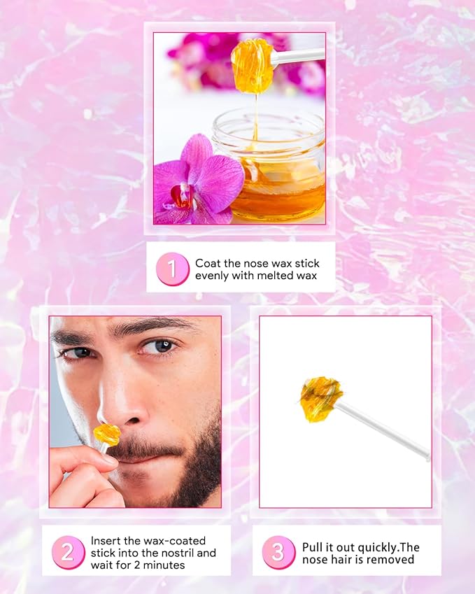 100 Pcs Wax Sticks, Nose Wax Kit Accessories, nose Waxing Sticks for hair removal，Nostril Nasal Cleaning Ear Face Eyebrows Hair Removal for Men Women