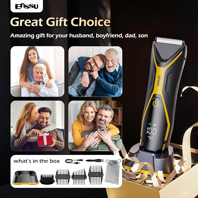 Body Hair Trimmer for Men Manscape Trimmer for Men, Electric Ball Shavers with Ceramic Blades & BLADELOCK™, Pubic Hair Groomer IPX7 Waterproof Wet or Dry Use for Groin/Legs/Chest