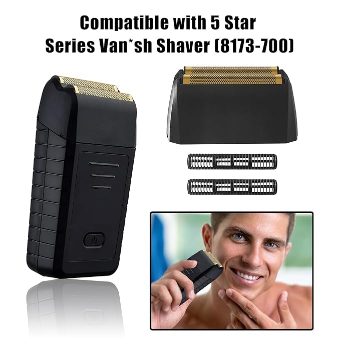 Shaver Replacement Super Close Gold Foil & Cutter Bar Assembly Compatible with Wahl 5 Star Series Vanish Shaver（8173-700） (1 Pack)