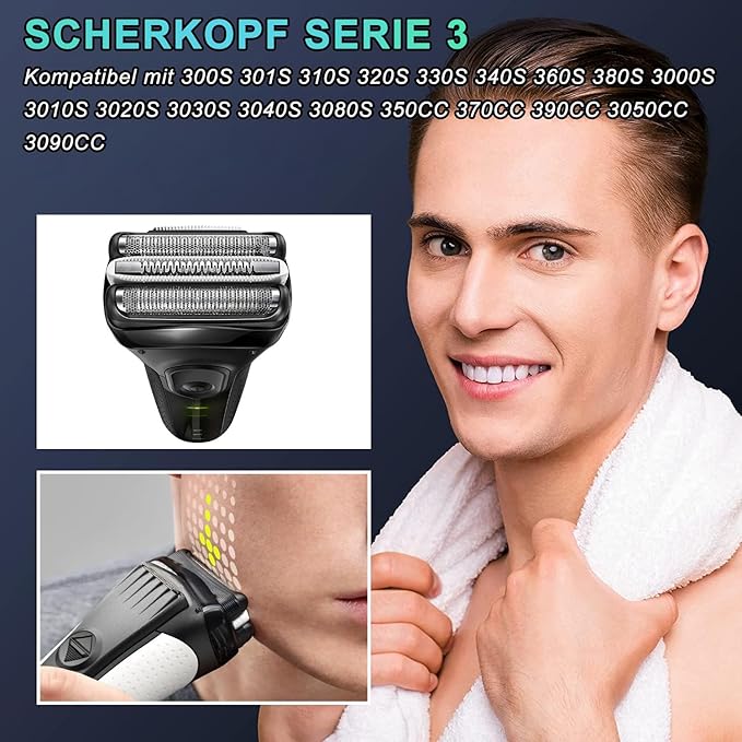 32B S3 Electric Replacement Shaver Head, Series 3 Shaving Razor Head, Series 3 Replacement Head Compatible with S3 3040s 3080s-4 370cc 3070cc 3000s 3010, 3090cc Etc
