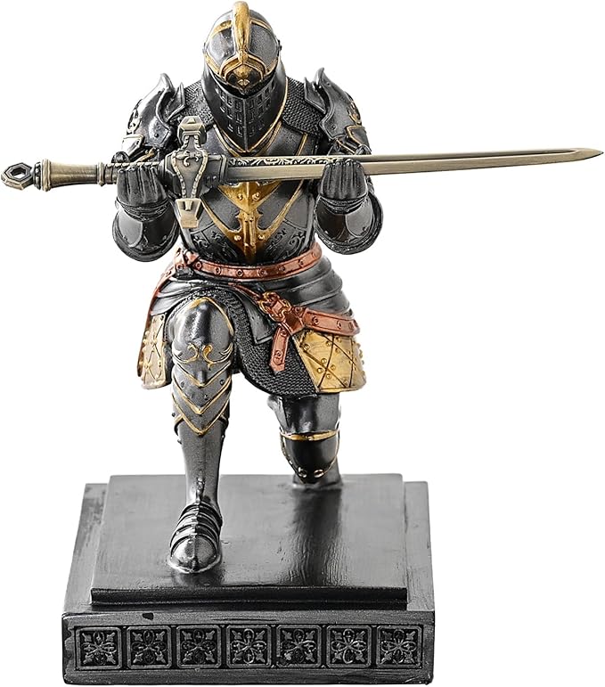 King's Guard Knight Pen Holder Pen Stand Desk Organizers and Accessories Resin Pencil Holder as Gift with a Nice Letter Opener for Office and Home Desk Organizer (Iron)