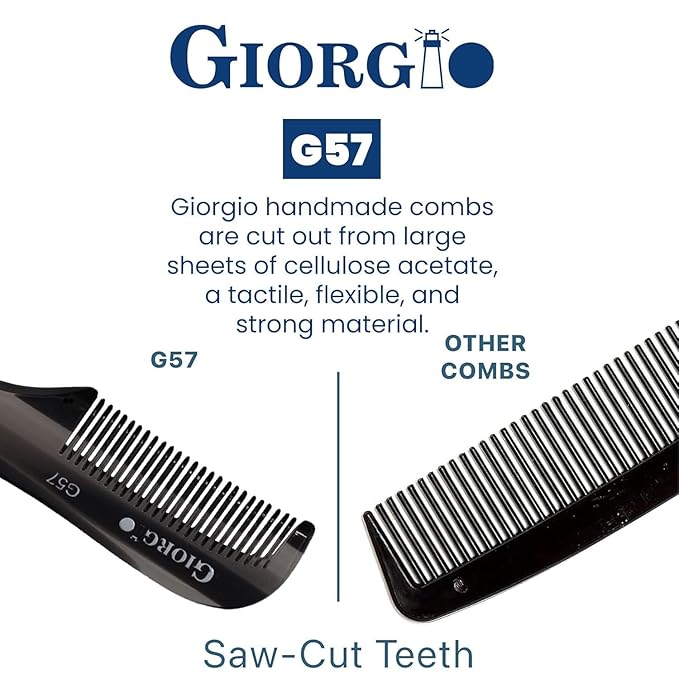 Giorgio G57 Extra Small 2.75 Inch Men's Fine Toothed Beard and Mustache Comb for Facial Hair Grooming and Styling. Wallet Pocket Comb Handmade of Quality Durable Cellulose, Saw-Cut and Hand Polished