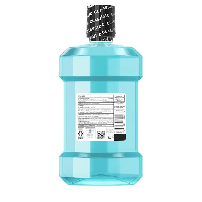 Listerine Ultraclean Intense Antiseptic Mouthwash + Whitening Protection*, Everfresh Technology to Help Fight Bad Breath, Gingivitis, & Plaque, Tartar Control Oral Rinse, Intense Mint, 1.5 L