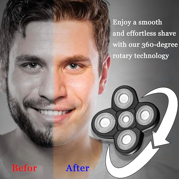 5 Blades Replacement for Freebird Shaver Razor Head, Bald Men Freedom Grooming Refills, with Cleaning Brush 3 PCS