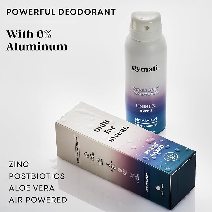Gymati Fitness Body Deodorant Spray Aluminum Free - Unisex - Pack of 2