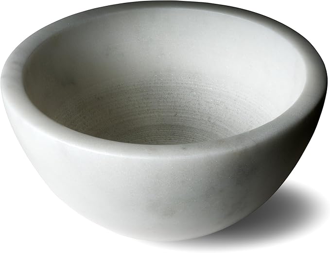 Lather & Wood Marble Shaving Cream Bowl - Premium Stone Holds Heat with Lather Ridges - White