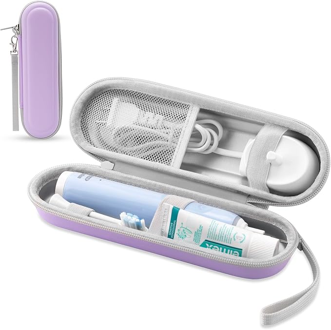 Toothbrush Travel Case for Oral B/Oral-B Pro 1000 1500 5000 7000 & Philips Sonicare 4100 1100 5300 5100 6100/iO Electric Toothbrush, Hard Protective Storage Bag (Light purple)