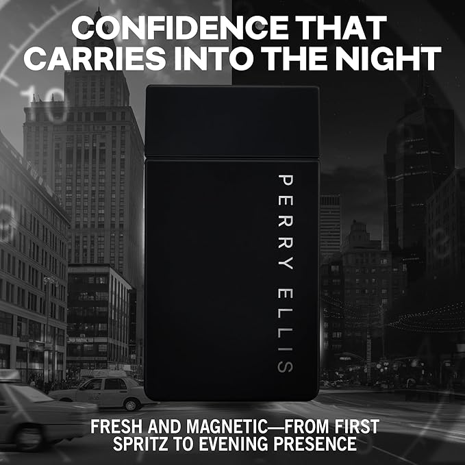 Perry Ellis Midnight Eau De Toilette Spray for Men - Mens Cologne, Long Lasting Perfume, EDT, Fragrance with Notes of Warm Woods, Cinnamon & Amber - 3.4 fl oz (100 mL)