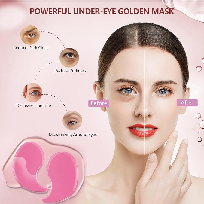 2 Packs 60 Pcs Under Eye Patches, Green+Pink, 30 Pairs Undereye Mask for Puffy Eyes Dark Circles Treatment, Collagen Gel Pads Hydrating for Eye Bags Puffiness Wrinkle, Women Men Beauty Skin Care