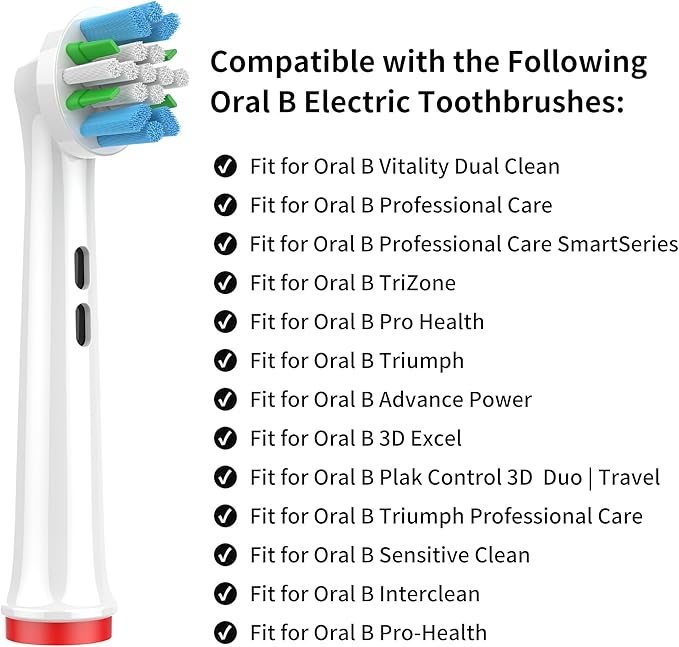 Replacement Toothbrush Heads Compatible with Oral-B Braun, 12 Pack with Color-Coded Rings for Family – Deep Clean for Wide Spaces, Fits 7000/Pro 1000/500/3000 Series – Medium Stiffness