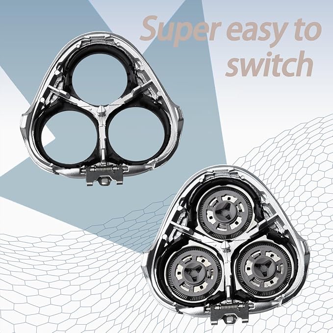SH50 Shaver Replacement Heads Compatible with Philips Norelcos Series 5000 Razors, Rotary Replacement Blades with High Performance - Fast, Smooth and Close, 3Packs.