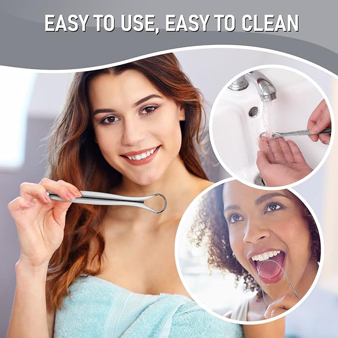4 Pack Tongue Scraper, Hygienic Seal-Pack, Professional Eliminate Bad Breath, Stainless Steel Tongue Scrapers, Effectively Improve Oral And Gut Health -silver