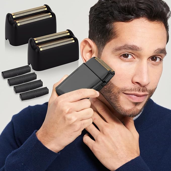 Replacement Foil and Cutter Head - Compatible with Baby*liss Foil Shaver，Double Foil Shaver Replacement Head, Compatible with BaBy*lissPRO trimmer Barberology FXFS2 Electric Razors(Black)