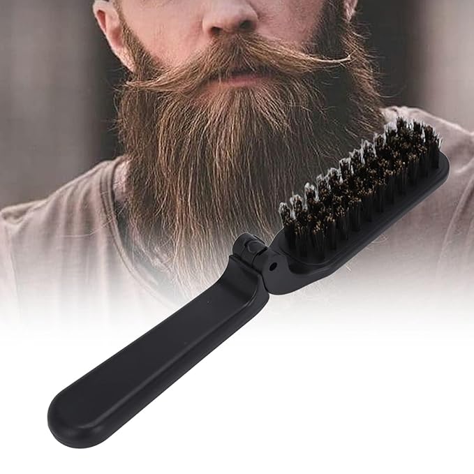 Foldable Beard Brush, Soft Bristles Beard Styling Comb Men Mustache Grooming Brush Portable Hair Styling Tool for Women and Men, Household Outdoor Travel