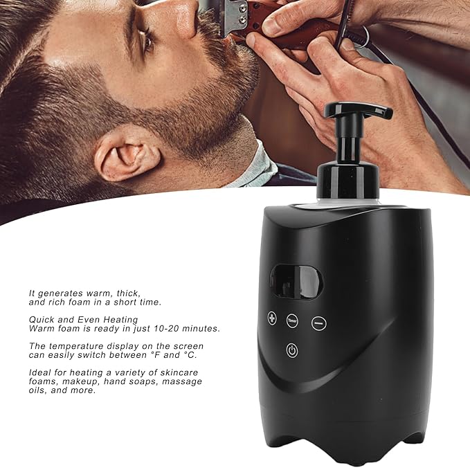 Hot Lather Machine for Shaving Professional 500ml Large Capacity Electric Shaving Foam Warmer Barber Salon Home Use ABS (US Plug 110V)