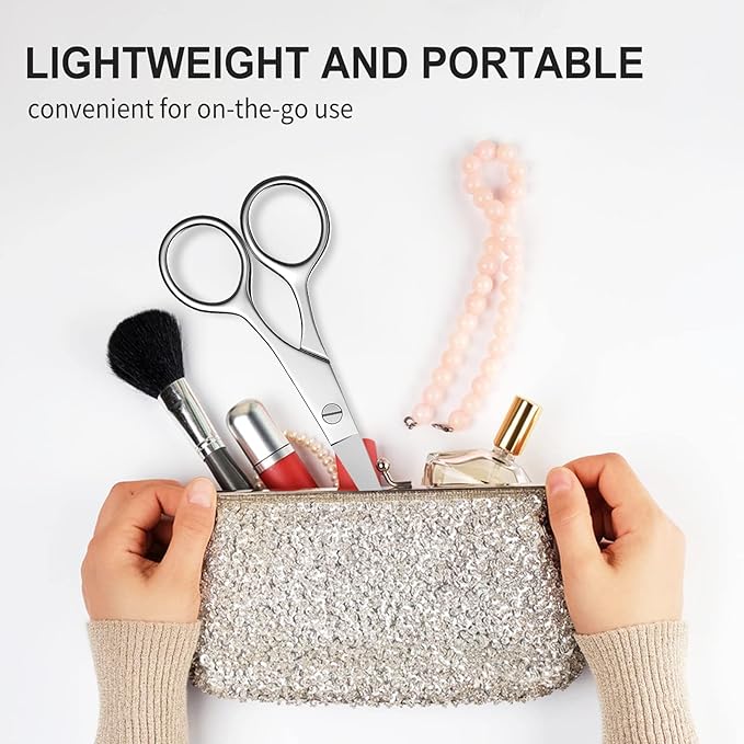 Small Scissors, Eyebrow Scissors, Nose Hair Scissors, Professional Grooming Scissors for Hair, Eyelashes, Nose, Eyebrow Trimming, Mustache. -AsonTao (Small scissors -Tip design)