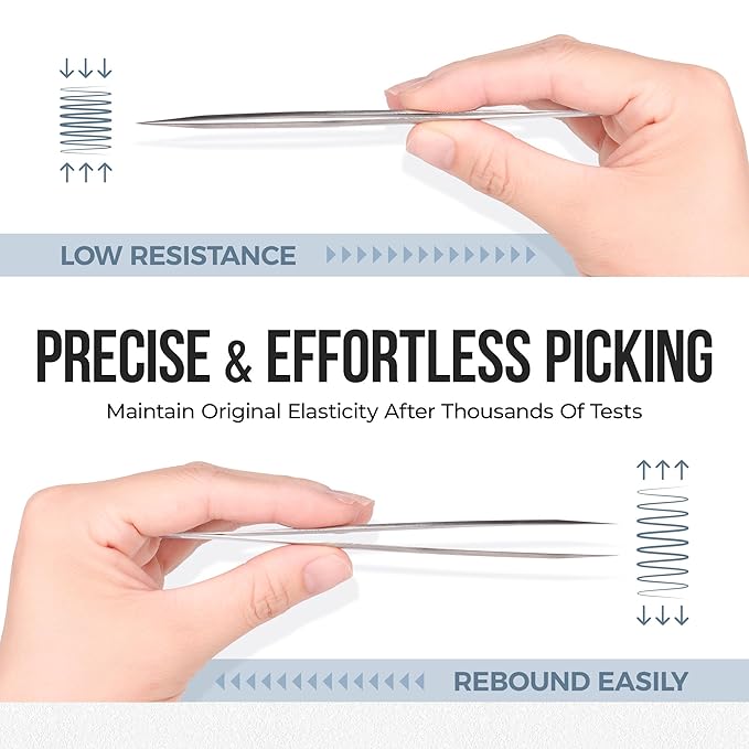 LASHVIEW Lash Tweezer, Vetus Straight Pointed Eyelash Tweezers for Profissional Grafting Eyelash Extension, Stainless Steel Needle Nose Tweezers for Lash Extension Stickers Precision Electronics, ST11
