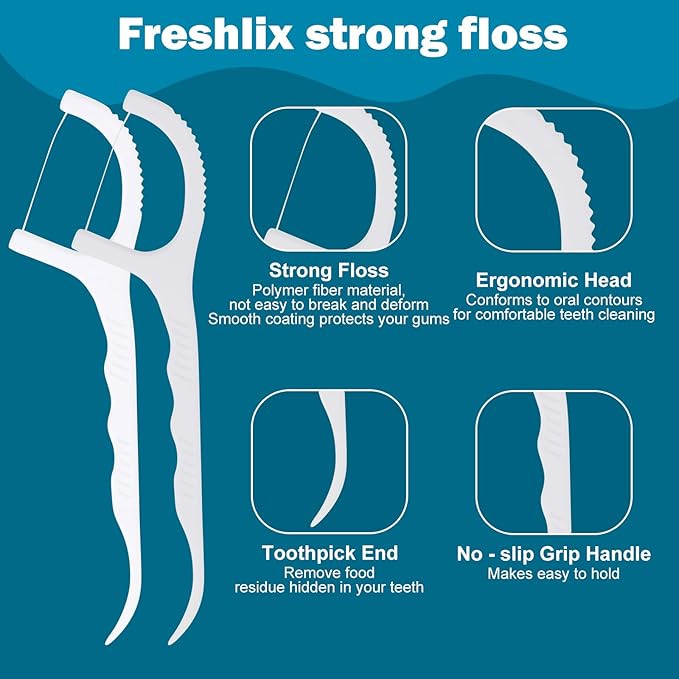 Kifmurase 1000 Pcs Individually Wrapped Floss Picks Bulk Dental Floss Picks Flossers for Adult Travel & Daily Use, Oral Teeth Clean Tight Space Deep Cleaning Plaque Remover (White)