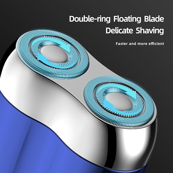 New Model Mini Dual-Head Electric Shaver, Upgrade Pocket Shaver, Washable Double Head Razor, USB Mini Portable Razor, Rechargeable Waterproof Compact (Four Color) (Blue)