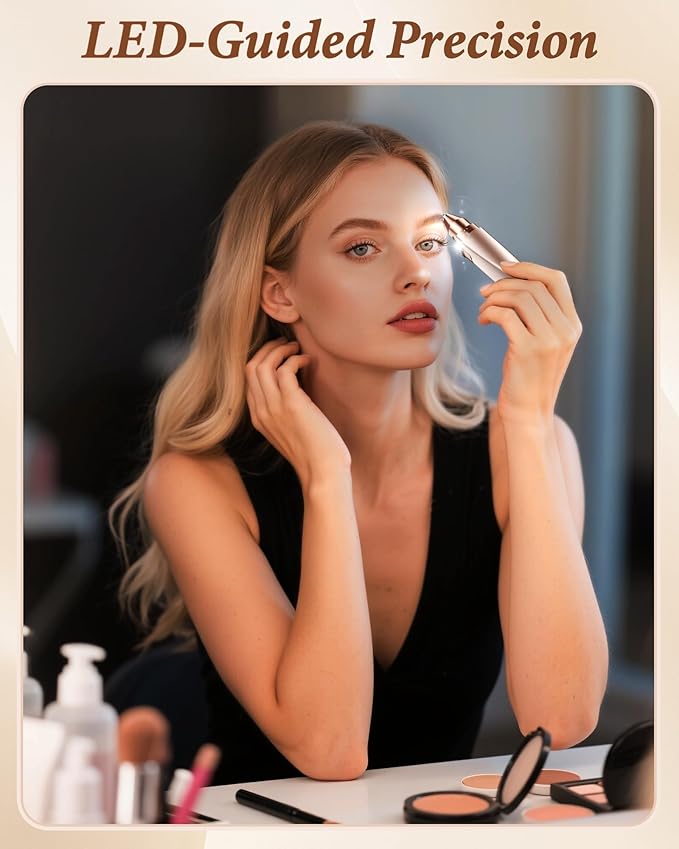 Eyebrow Trimmer Facial Hair Removal for Women: 2 in 1 Rechargeable Face Shaver and Eyebrow Razor - Painless Electric Hair Remover Device for Peach Fuzz Fine Hairs Upper Lip Chin