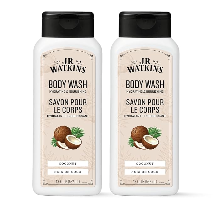 J.R. Watkins Body Wash Coconut, 18 fl oz, 2 Pack