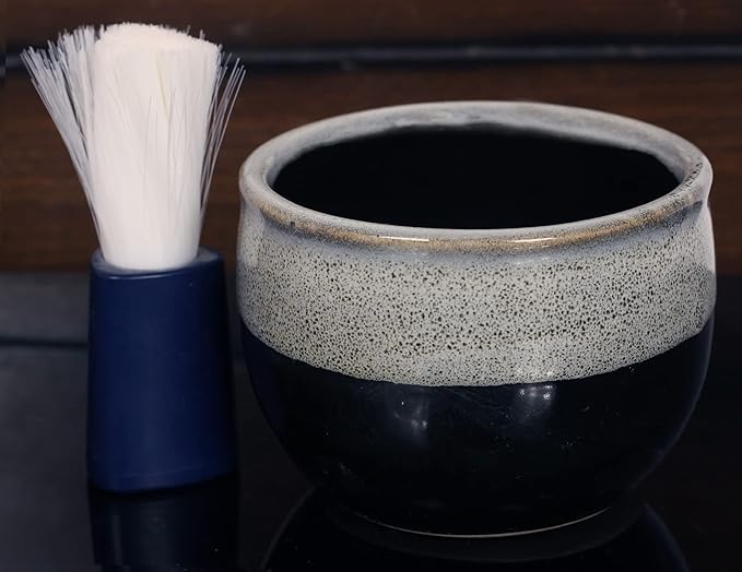 ETROVES 4 Inch Ceramic Shaving Soap Bowl - Shaving Mug for Men Shave Cream & Soap- Shaving Cup for Wet Shave (Blue White)