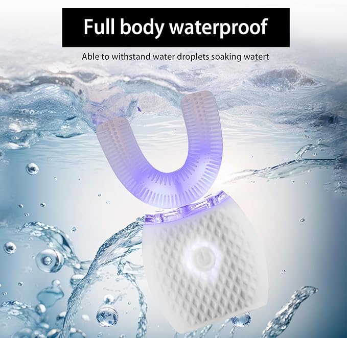 Ultrasonic Toothbrush for Adults - Automatic Electric Toothbrush with Soft Bristles Rechargeable Portable 30'' Automatic Timer Wireless Charging Washable for Travel & Home Use (White)