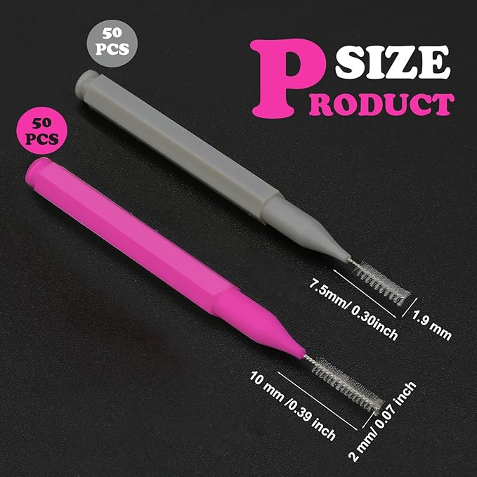 Patelai 100 Pieces Braces Brush for Cleaner Interdental Brush Toothpick Dental Tooth Flossing Head Oral Dental Hygiene Flosser Toothpick Cleaners Tooth Tool(Pink, Grey,Ideal Size)