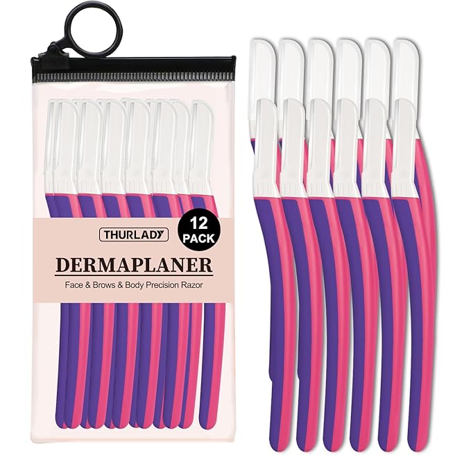 Dermaplane Razor for Women Face, Eyebrow Razor, Face Razors for Women Dermaplaning, Peach Fuzz Remover, Gentle Exfoliation & Facial Hair Removal, Travel Essentials, (12 pcs, Fuchsia)