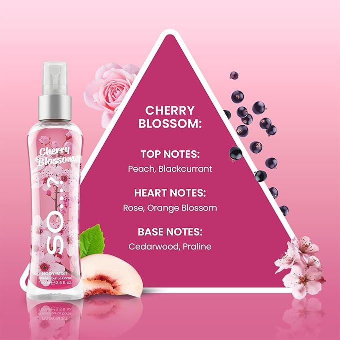Cherry Blossom Body Mist by So…? for Women - 3.5 oz Body Mist - Pack of 2