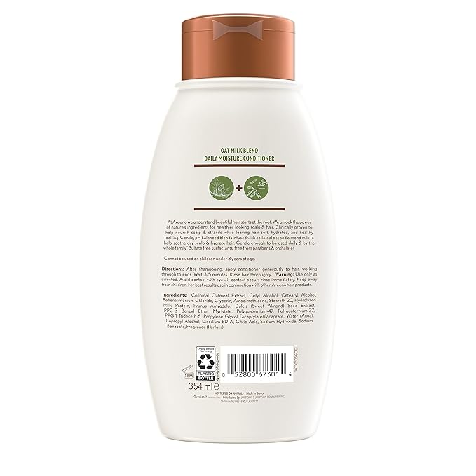 Aveeno Oat Milk Blend Moisturizing Conditioner, Ultra-Hydrating, for Dry, Damaged Hair, 12 fl oz