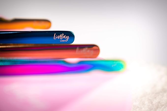 LivBay Lash - Blue Magic Eyelash Stainless Steel Tweezer for Volume Lash Extensions | Curved Tip | False Lash Applicator Tool (Professional Use Only)