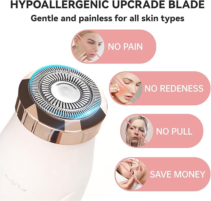 Rechargeable Electric Razors Shaver for Face/Leg/Arm/Chin/Eyebrow/Pubic/Bikini Trimmer for Women Lady Body Hair Remover Painless Cordless
