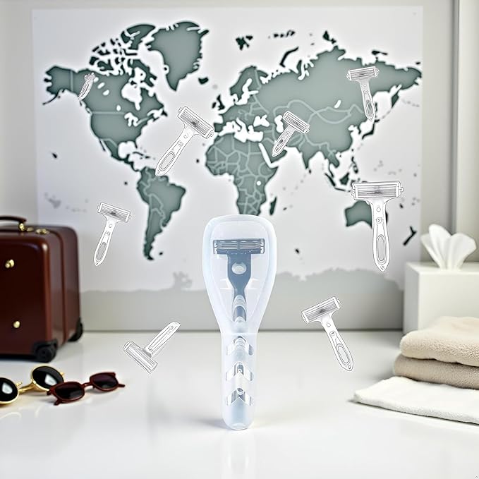 Portable Travel Razor Cover Case, Transparent Plastic Shaver Holder Protector Organizer, for Men's Manual Razors and Electric Shaver Accessories Razor Travel Case