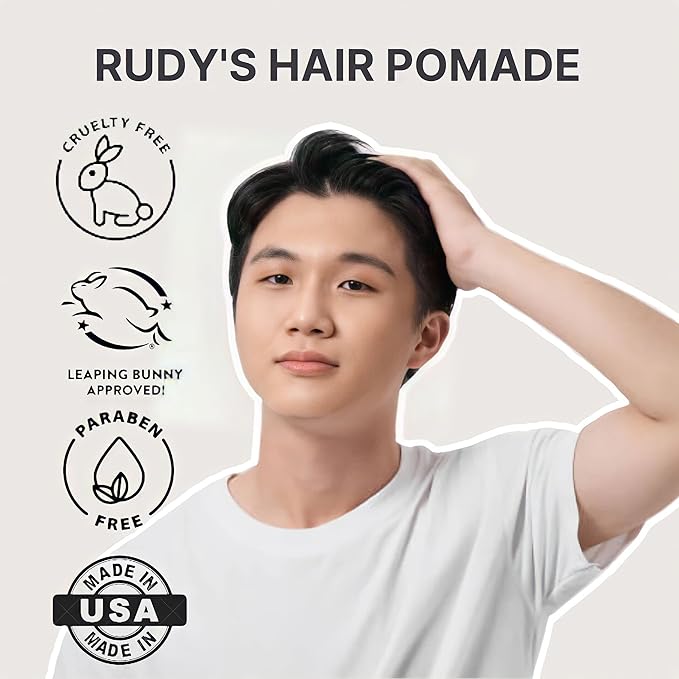Rudy's Soft Clay Pomade - Lightweight and Pliable All Day Hold - Paraben Free - for Waves and Texture (2.2 oz)
