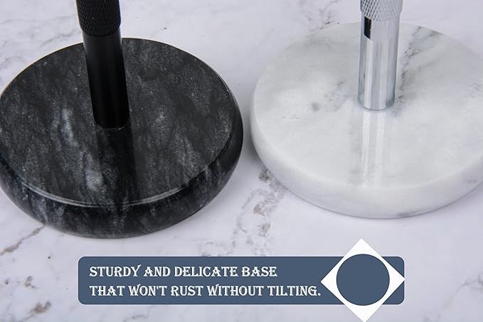 Razor and Brush Stand,Marble Base Razor Holder is More Stable,the Base Will Not Rust and the Fitted Protective Spacer Protects Your Countertop Better Decoration as a Gift(Black)
