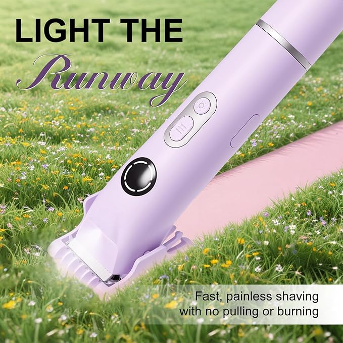 Bikini Trimmer for Women, 4 in 1 Wet/Dry Electric Razors for Women - Dual Head, Painless Rechargeable Portable Womens Razors for Shaving Set for Face, Nose, Eyebrows, Armpits, Bikini Area (Purple)