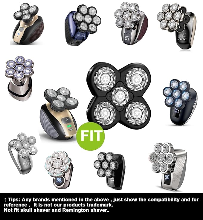 Universal 5 Blades Shaver replacement Heads Compatible with FREEDOM Head Shaver,Universal replacement heads (5 Blades Black)