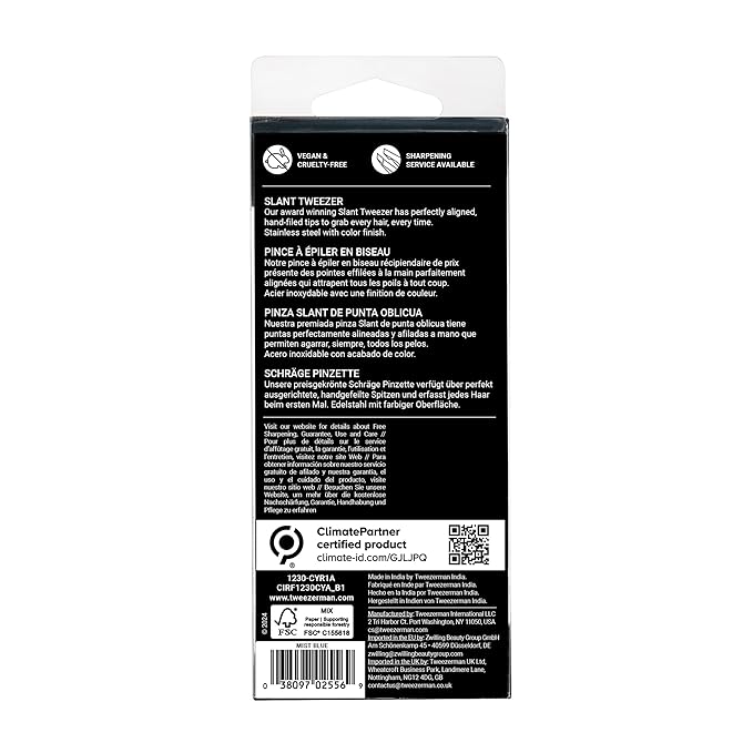 Tweezerman Exclusive Mist Blue Slant Tweezer - Hair Removal Tweezers, Stainless Steel