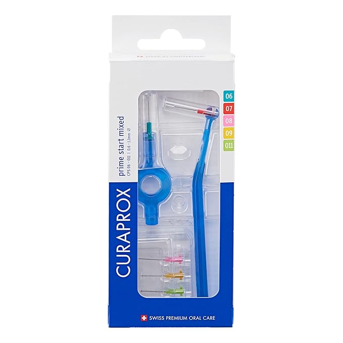Curaprox Interdental Brush Set CPS Prime Start – Mixed Pack with 5 Brush Sizes & 2 Holders | for Comprehensive Interdental Cleaning | Swiss Made
