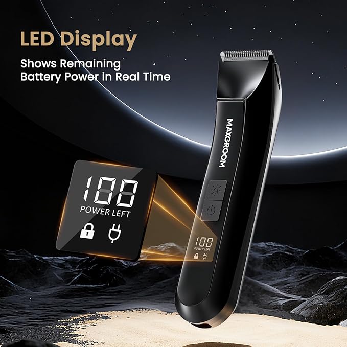 Manscape 3-In1 Body & Pubic Hair Trimmer for Men, IPX7 Waterproof Ball & Groin Shaver with LED Light, Electric Razor with Travel Pouch & USB Rechargeable, Christmas Gifts for Men