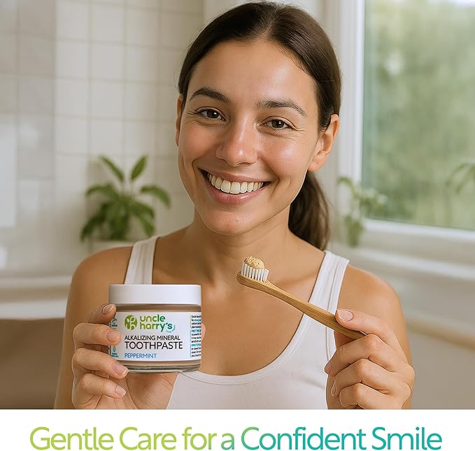 Uncle Harry's Peppermint Remineralizing Toothpaste | Natural Whitening Tooth Paste Freshens Breath & Promotes Enamel | Vegan Fluoride Free Toothpaste (2 Pack)