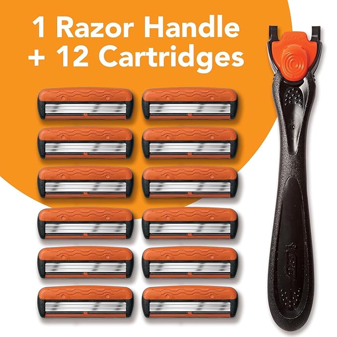 BIC Comfort 3 Men's Refillable 3 Blade Razors, Long-Lasting Shave and Pivoting Head, 1 Handle and 12 Cartridges