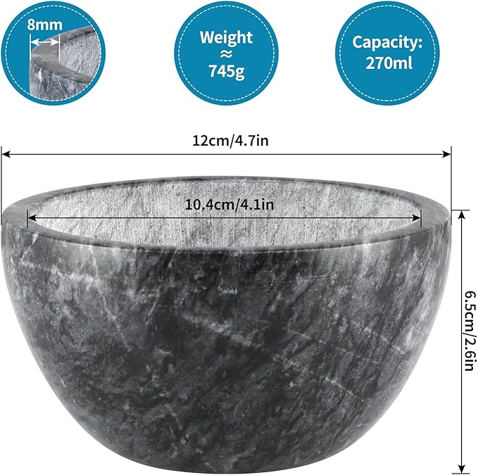 MDLUU Marble Shaving Soap Bowl, 4.7" Shaving Soap and Cream Bowl, Natural Marble Stone Bowl, Keep Lather Warm for Man's Wet Shave (Black)