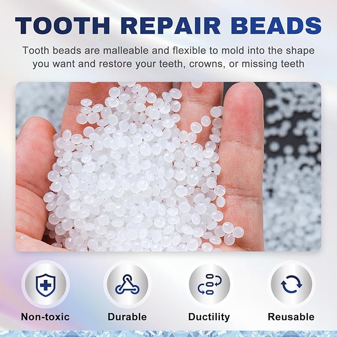 Tooth Repair Kit，Moldable Beads for Instant Teeth Fix & Confidence Boost (1 Count (Pack of 1))