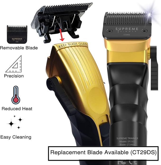 Supreme Trimmer 2Spee STC922 – Professional Cordless Hair Clipper with Removable Blade | 210 Min Runtime, 2-Speed Motor, Digital Display, Smooth Lever & Color Coded Guards