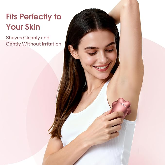 Electric Razors for Women Legs: 5-in-1 Rechargeable Body Shaver, 7D Wet & Dry Body Trimmer, IPX7 Waterproof Lady Hair Remover for Face Underarms Pubic, Matte Pink