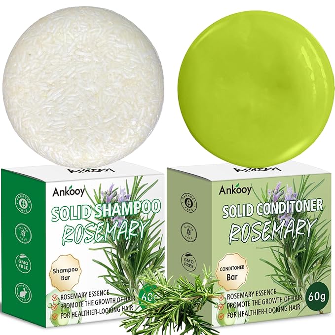 2 Pack Rosemary Oil Shampoo Bars and Conditioner Set,Bar Shampoo and Conditioner for Men and Women, Strengthens Hair, Thickens Strands, Controls Oil, Supports Scalp Health, Reduces Hair Loss