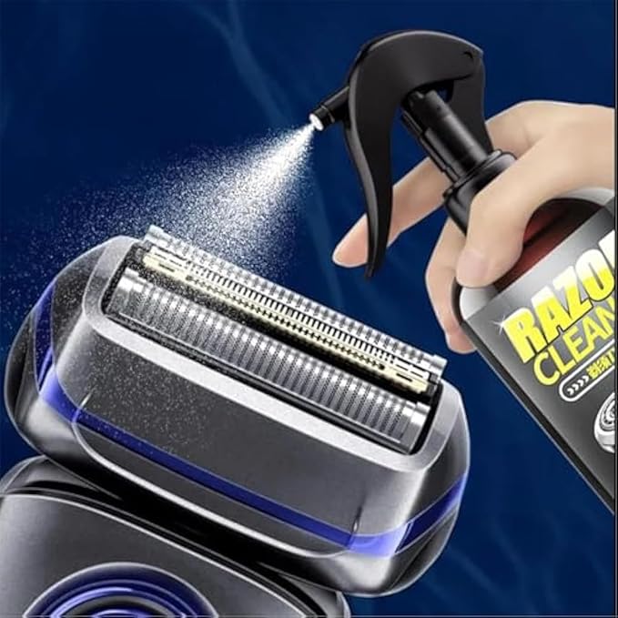 Foaming Shaver Cleaner, Electric Razor Spray Solution, 250ml Spray Bottle with Rust Prevention, Odorless Cleaning, Trimmer Maintenance Sprayer with Quick Dry, Grooming Care Kit for Home Use